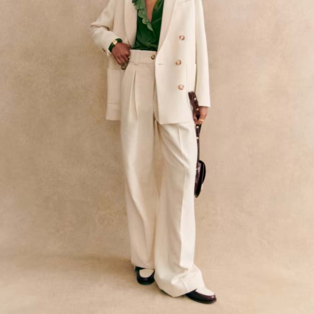 [NWT] Sézane Théophile Trousers Ecru Size EU 34 (US 2)